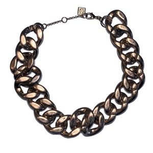 Gold Burnished Curb Chain Collar